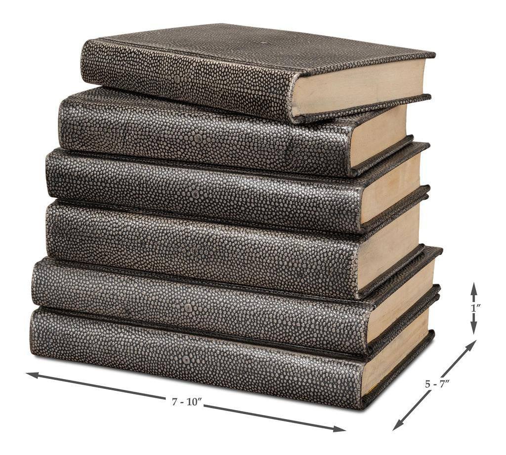 Shagreen Library Grey Books (Set of 12) - Ornate Home