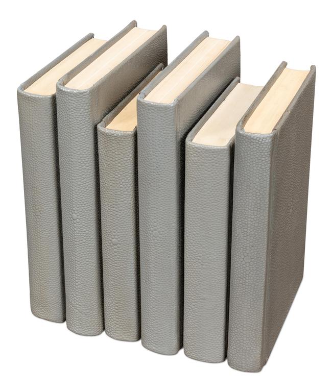 Shagreen Library Grey Books (Set of 12) - Ornate Home