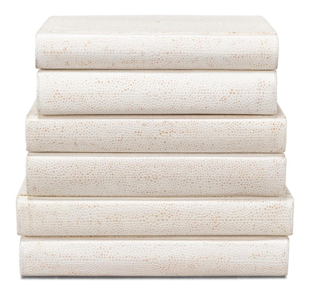 Shagreen Library White Books (Set of 12) - Ornate Home