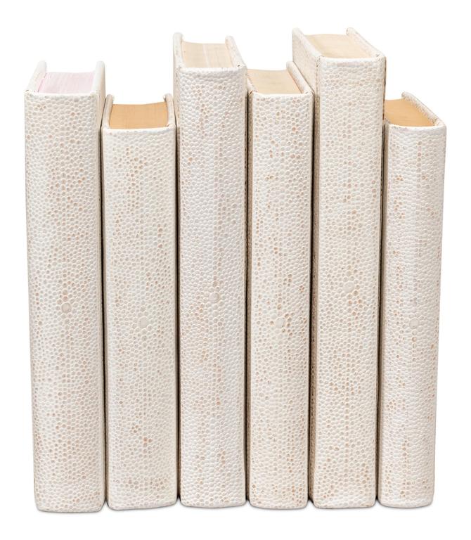 Shagreen Library White Books (Set of 12) - Ornate Home