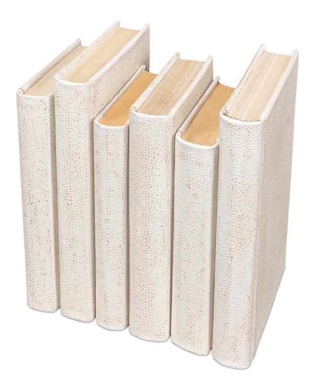 Shagreen Library White Books (Set of 12) - Ornate Home