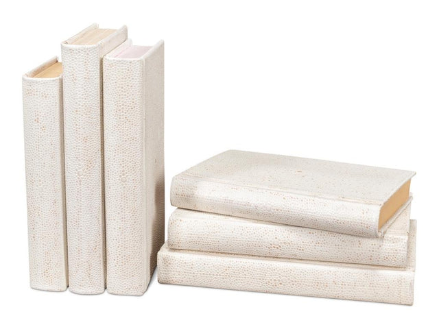 Shagreen Library White Books (Set of 12) - Ornate Home