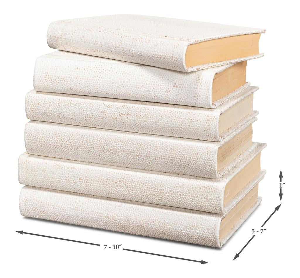 Shagreen Library White Books (Set of 12) - Ornate Home
