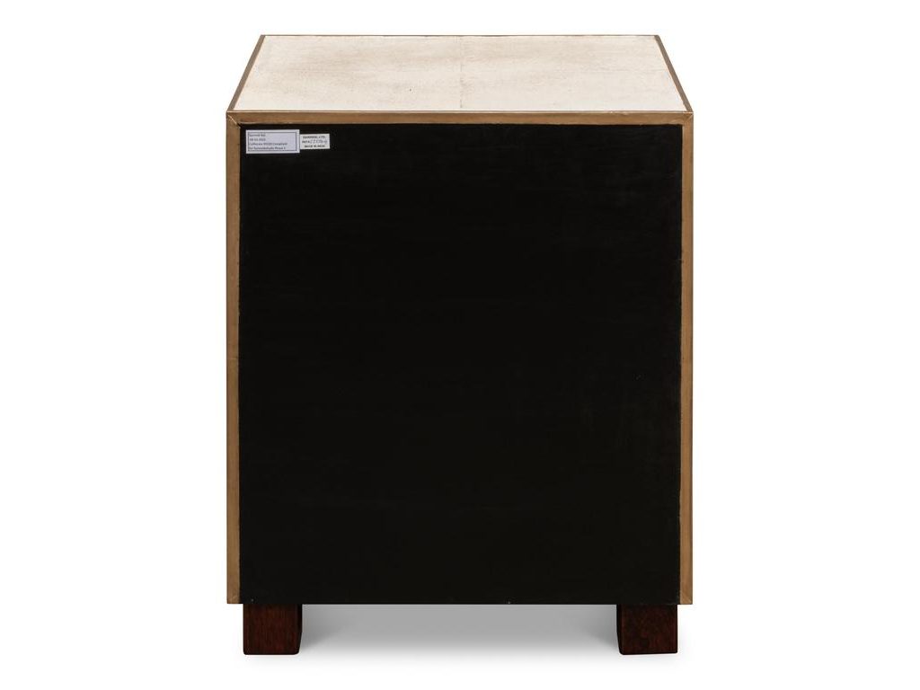 Shagreen White Three Drawer Side Table - Ornate Home