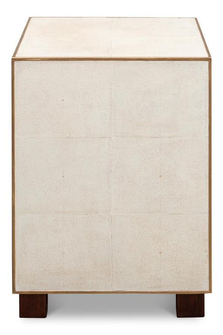 Shagreen White Three Drawer Side Table - Ornate Home