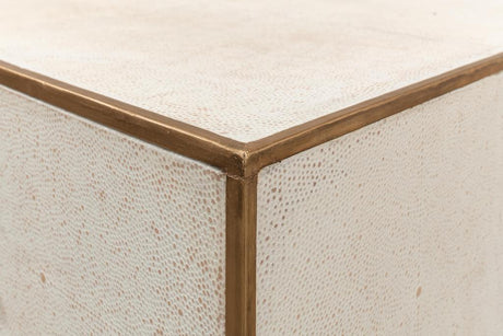 Shagreen White Three Drawer Side Table - Ornate Home