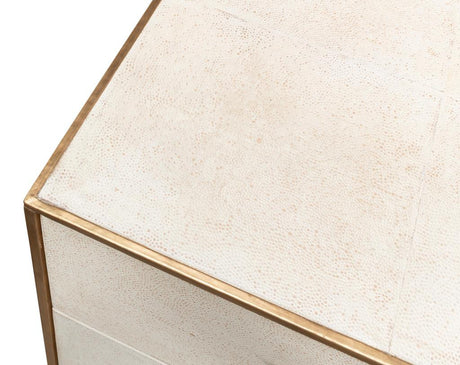 Shagreen White Three Drawer Side Table - Ornate Home