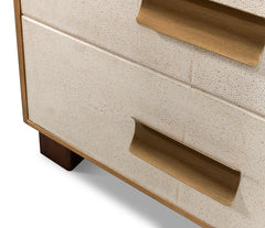 Shagreen White Three Drawer Side Table - Ornate Home