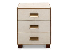 Shagreen White Three Drawer Side Table - Ornate Home