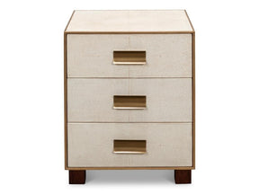 Shagreen White Three Drawer Side Table - Ornate Home