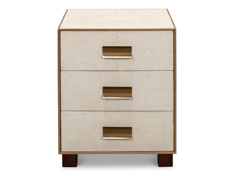 Shagreen White Three Drawer Side Table - Ornate Home