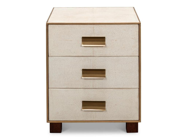 Shagreen White Three Drawer Side Table - Ornate Home