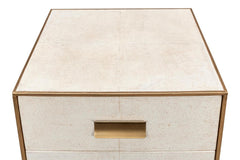 Shagreen White Three Drawer Side Table - Ornate Home
