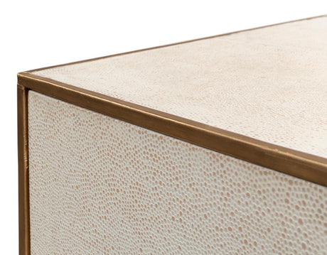 Shagreen White Three Drawer Side Table - Ornate Home