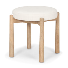 Shaiden Brown/Cream Wood Fabric Stool - Ornate Home
