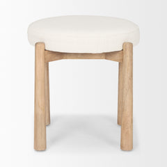 Shaiden Brown/Cream Wood Fabric Stool - Ornate Home