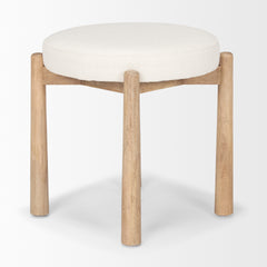 Shaiden Brown/Cream Wood Fabric Stool - Ornate Home