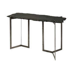 Shale Black Live-Edge Slate and Iron Console Table - Ornate Home