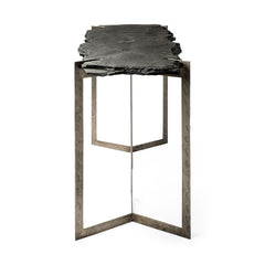 Shale Black Live-Edge Slate and Iron Console Table - Ornate Home