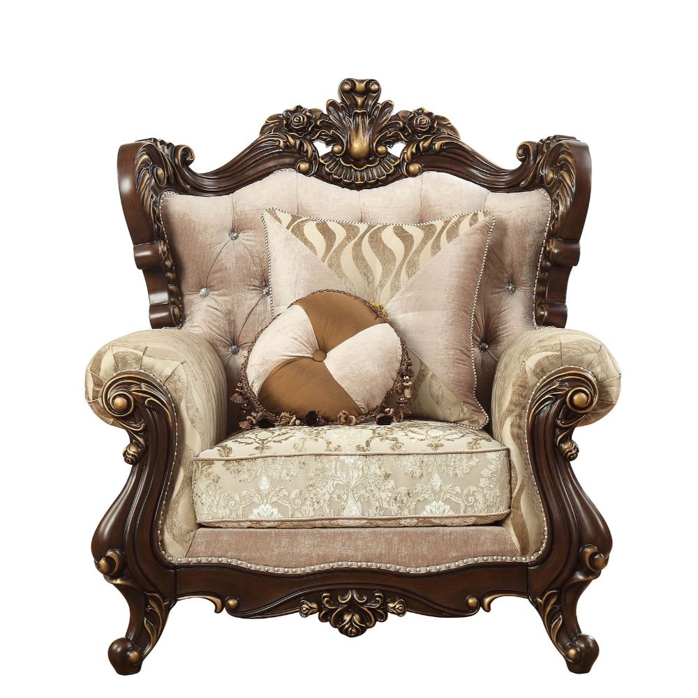 Shalisa Chair with 2 Pillows in Walnut - Ornate Home