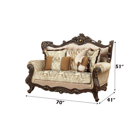 Shalisa Loveseat with 5 Pillows in Walnut - Ornate Home