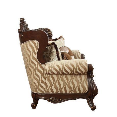 Shalisa Loveseat with 5 Pillows in Walnut - Ornate Home