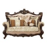 Shalisa Loveseat with 5 Pillows in Walnut - Ornate Home