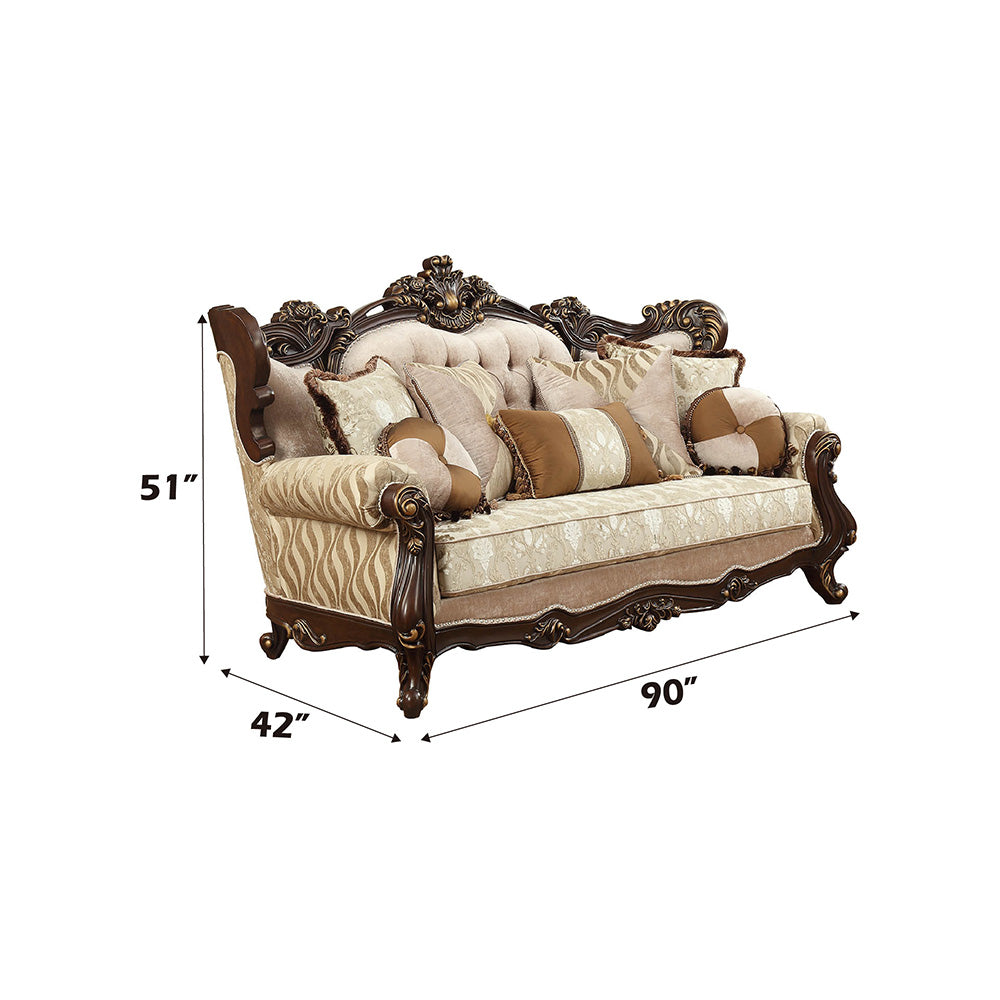 Shalisa Sofa with 7 Pillows in Walnut - Ornate Home