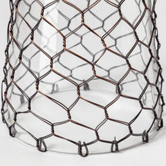 Shandra Black Small Glass with Metal Wire Snakeskin Pattern Table Candle Holder - Ornate Home
