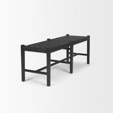Shane Black Wood Woven Leather Bench