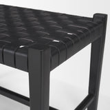Shane Black Wood Woven Leather Bench