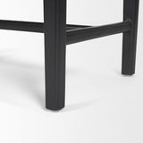 Shane Black Wood Woven Leather Bench