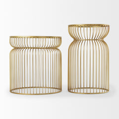 Shani Gold Round, Metal with Glass Accent Tables (Set of 2) - Ornate Home