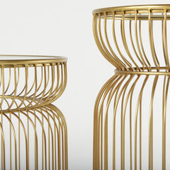 Shani Gold Round, Metal with Glass Accent Tables (Set of 2) - Ornate Home