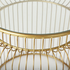 Shani Gold Round, Metal with Glass Accent Tables (Set of 2) - Ornate Home