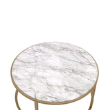 Shanish Nesting Table Set (2Pc) Faux Marble/Glass & Gold - Ornate Home