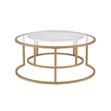 Shanish Nesting Table Set (2Pc) Faux Marble/Glass & Gold - Ornate Home