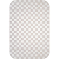 Shape Beige White Abstract Checkered Soft Stain Resistant Non Shedding Area Rugs - Ornate Home
