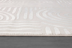 Shape Beige White Abstract Curved Soft Stain Resistant Non Shedding Area Rugs - Ornate Home