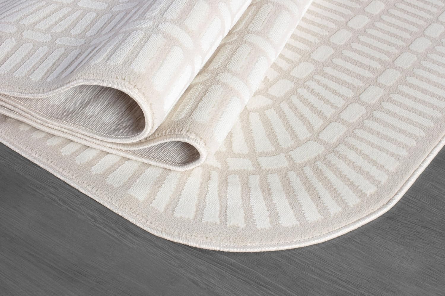 Shape Beige White Abstract Grid Soft Stain Resistant Non Shedding Area Rugs - Ornate Home