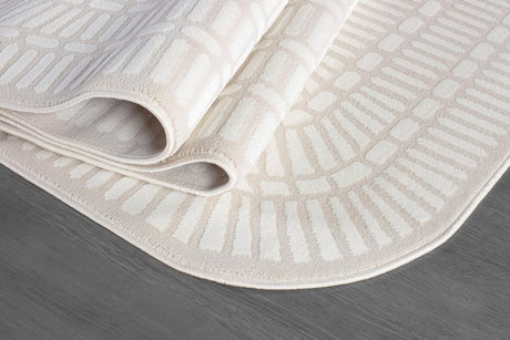 Shape Beige White Abstract Grid Soft Stain Resistant Non Shedding Area Rugs - Ornate Home