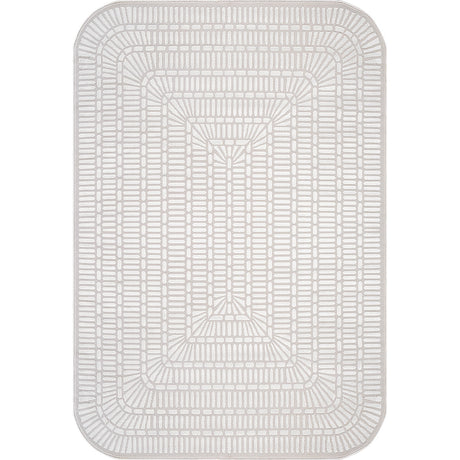 Shape Beige White Abstract Grid Soft Stain Resistant Non Shedding Area Rugs - Ornate Home