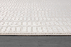 Shape Beige White Abstract Grid Soft Stain Resistant Non Shedding Area Rugs - Ornate Home