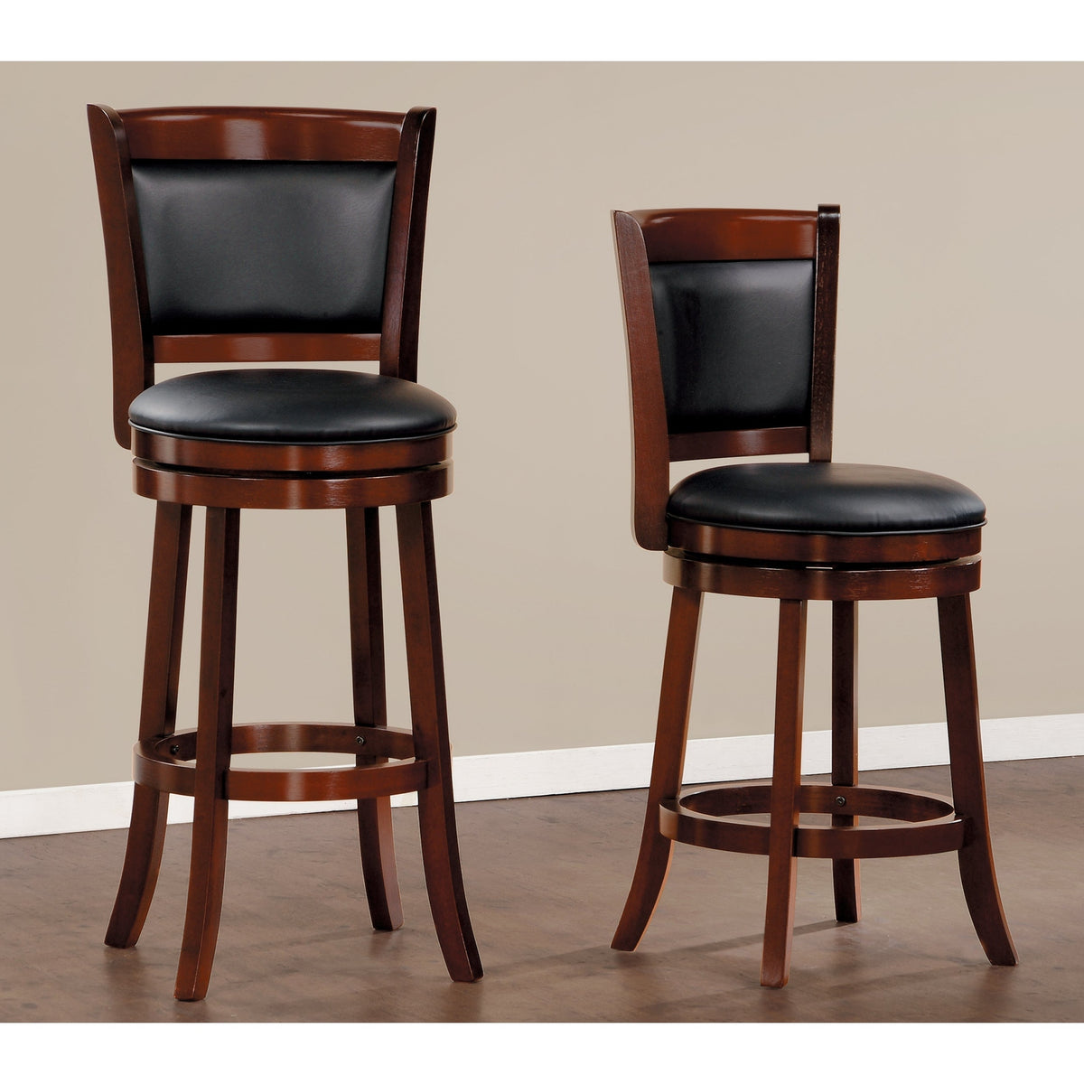 Homelegance Shapel Dark Cherry Swivel Pub Height Chair (Set of 2 ...