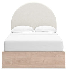 Shapella Tan/White Full Upholstered Panel Bed - Ornate Home