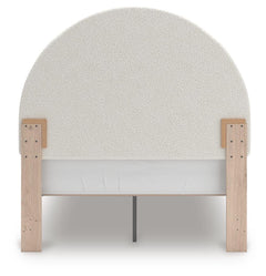 Shapella Tan/White Full Upholstered Panel Bed - Ornate Home