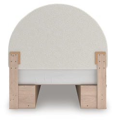 Shapella Tan/White Full Upholstered Panel Bed with 2 Under Bed Storage Units - Ornate Home