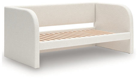 Shapella Tan/White Twin Upholstered Day Bed - Ornate Home