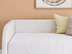 Shapella Tan/White Twin Upholstered Day Bed with Storage - Ornate Home
