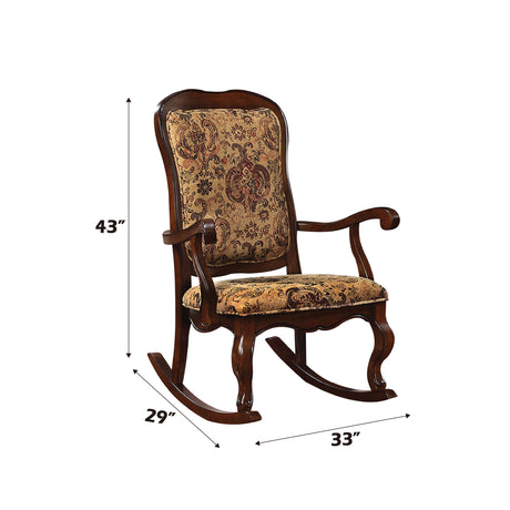 Sharan Fabric & Cherry Rocking Chair - Ornate Home